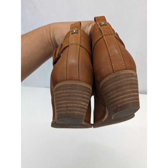 Sam Edelman Western Leather Ankle Booties Women Size 8 Boho Buckle Block Heel - Picture 5 of 13